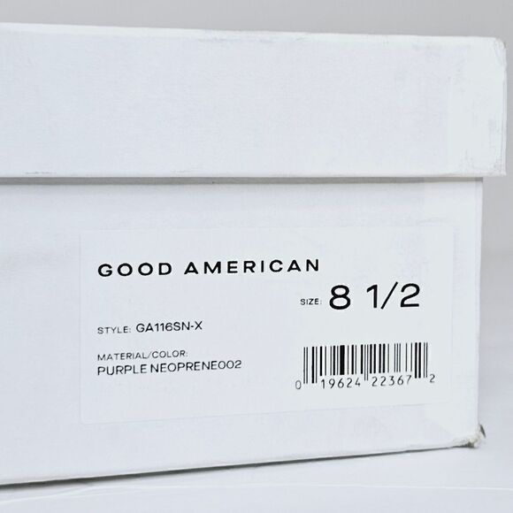 New! Good American Pointed Ankle Sock Shine Neoprene Purple Stiletto Boots - Picture 15 of 15